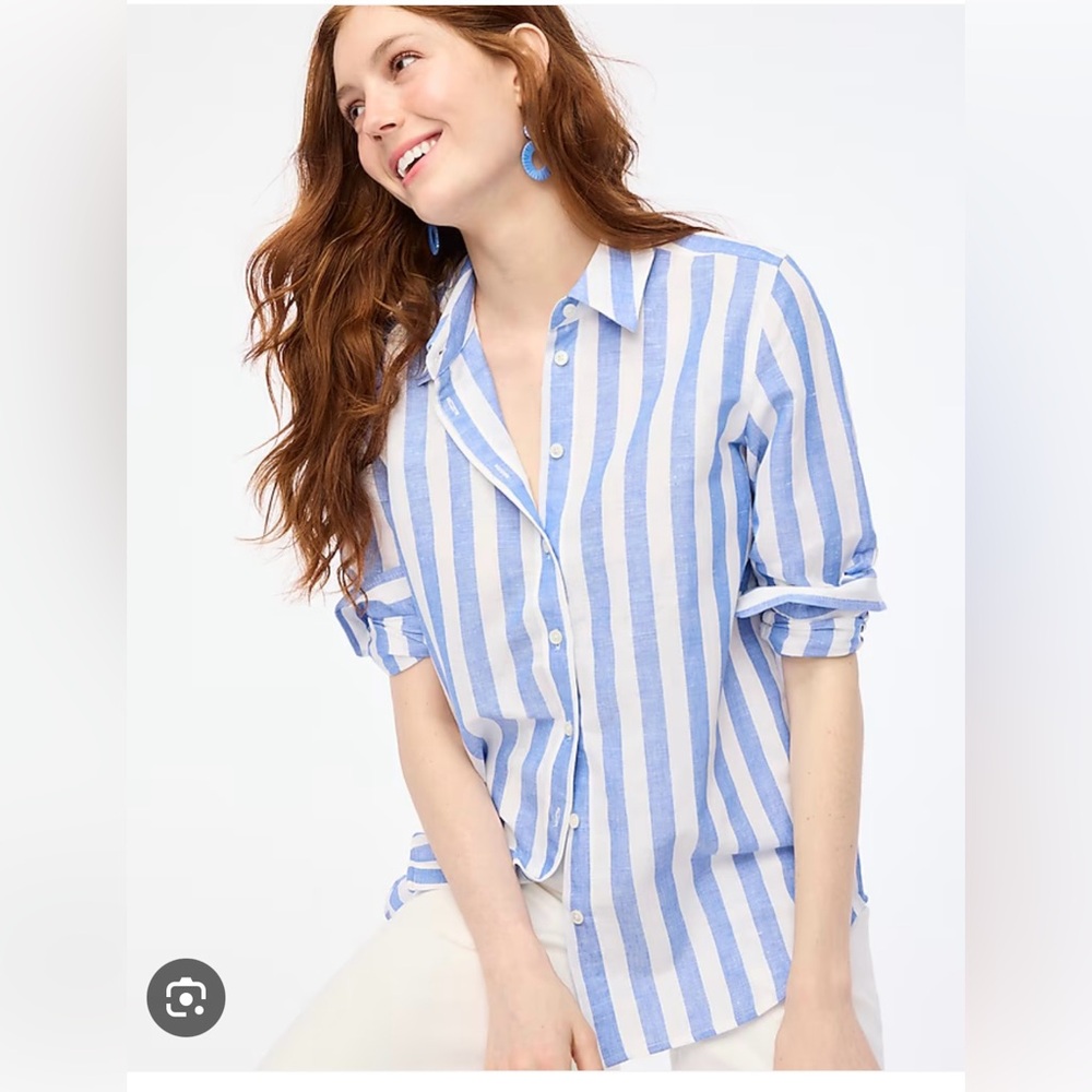 J. Crew Linen Blend Button Up Shirt